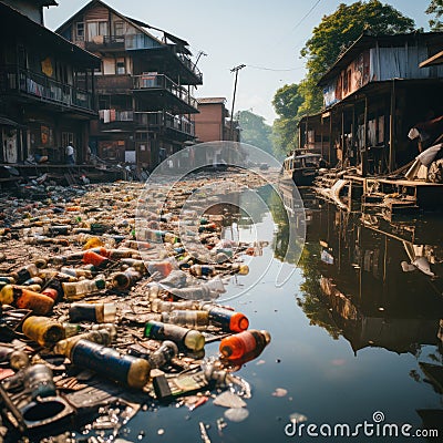 The worrying condition of waste in the city can have a negative impact on health and many factors Stock Photo