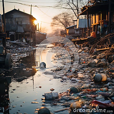 The worrying condition of waste in the city can have a negative impact on health and many factors Stock Photo