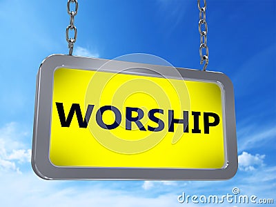 Worship on billboard Stock Photo