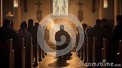 worship catholic adoration Cartoon Illustration