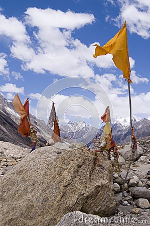 Worship place by source of Ganga river, India Stock Photo