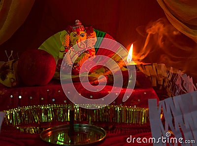 Worship platform of god ganesh Stock Photo