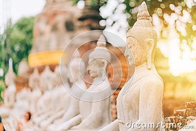 Worship of Thailand,Buddha statue,History of Thailand,Buddha statue Temple of Ayutthaya Stock Photo