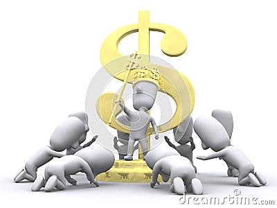 Worship Wealth Cartoon Illustration