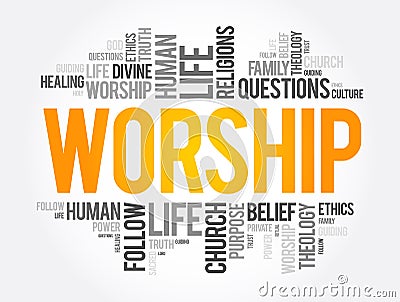 Worship word cloud collage, social concept Stock Photo