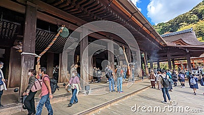 Worshipers at the Kiyomizu-dera Buddhist temple in Kyoto Japan Editorial Stock Photo