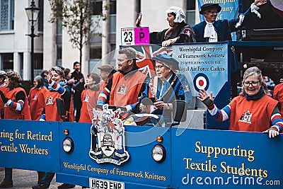 Worshipful company of frameworks knitters at Lord Mayor of London Show parade Editorial Stock Photo