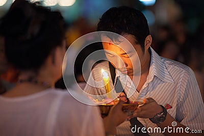 Worshipper blessed by Priestess Editorial Stock Photo