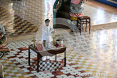 Worshipper in Cao Dai Temple in Vietnam Editorial Stock Photo