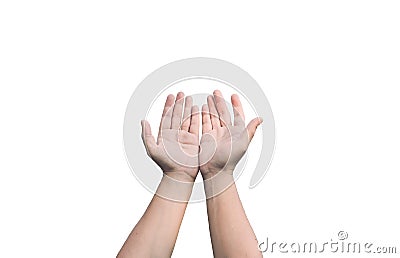 Worshipping God concept,people open empty hands with palms up Stock Photo