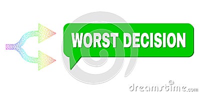 Spectrum Mesh Gradient Split Arrows Right Icon and Worst Decision Chat Cloud with Shadow Vector Illustration