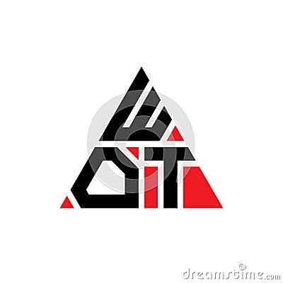 WOT triangle letter logo design with triangle shape. WOT triangle logo design monogram. WOT triangle vector logo template with red Vector Illustration