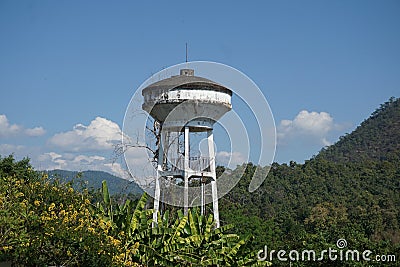 Woter tank in the forest Stock Photo