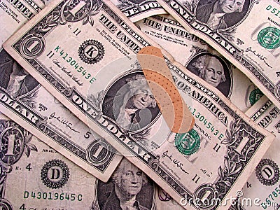 Wounded Dollar Bill Stock Photo