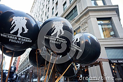Wounded Warrior Project Balloons. Veterans Day Parade in New York City Editorial Stock Photo