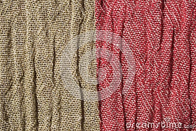 Woven crinkled Fabric in two colors Stock Photo