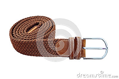 Woven Genuine Leather Belt on a iSolated White Background Stock Photo