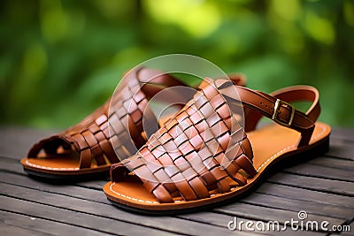 Woven Leather Sandals (Generative AI) Stock Photo