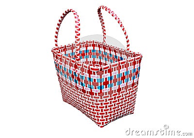 Woven plastic baskets on white background. Stock Photo