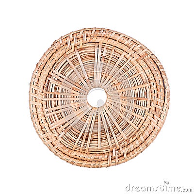 Woven rattan coaster isolated on white Stock Photo