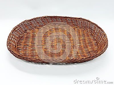 Woven Rattan Tray for Fruit and Food Kitchen Decorations in white isolated background 03 Stock Photo