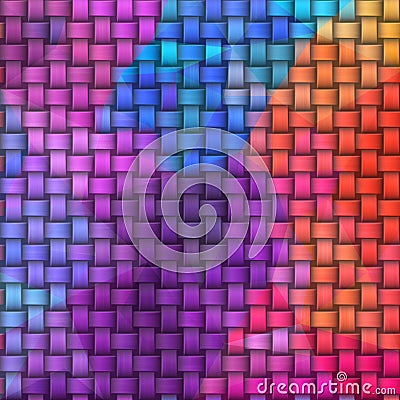 Woven rattan wicker weave pattern background - neon colorful Stock Photo