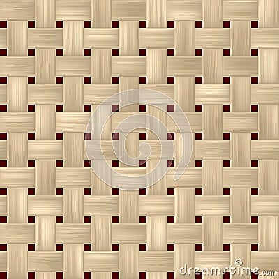 Woven rattan wicker weave seamless pattern background - light beige color Stock Photo