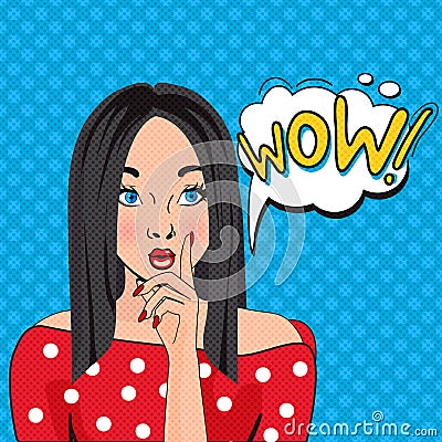 WOW bubble pop art girl Vector Illustration