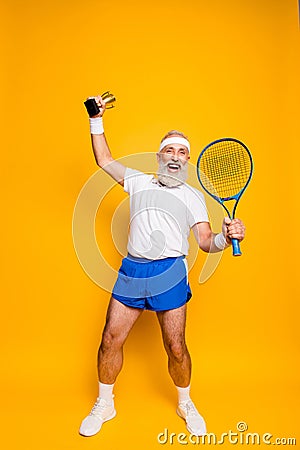 Wow! Competetive best cool healthy modern successful active gran Stock Photo