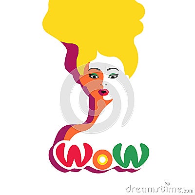 WOW expression illustration Vector Illustration