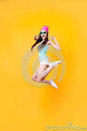 Wow! Happiness, dream, fun, joy concept. Very excited happy cute Stock Photo