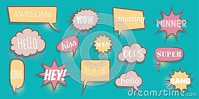 Comic text speeech bubble pop art Vector Illustration