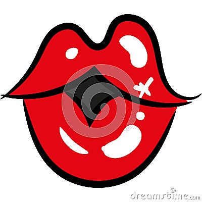 Wow sexy red girl lips vector illustration on white background Vector Illustration