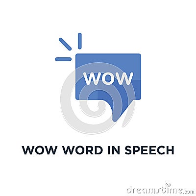 wow word in speech bubble icon, symbol of surprise in internet communication or expression of wonder concept simple style trend Vector Illustration