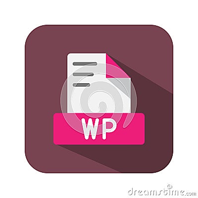 Wp file text flat icons. symbol document files, archive, extension, file type. Can be used for websites, software, UI and mobile Vector Illustration