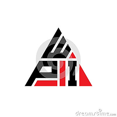 WPI triangle letter logo design with triangle shape. WPI triangle logo design monogram. WPI triangle vector logo template with red Vector Illustration