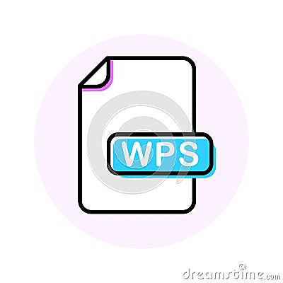 WPS file format, extension color line icon Vector Illustration