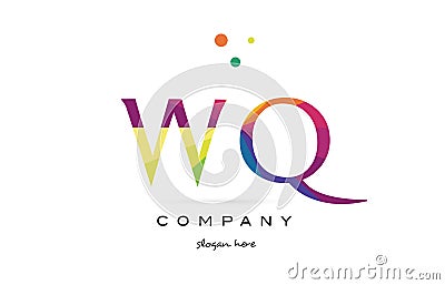 wq w q creative rainbow colors alphabet letter logo icon Vector Illustration