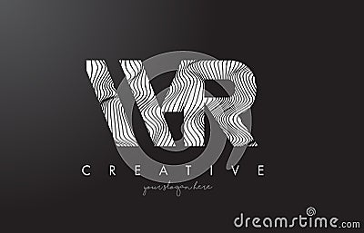 WR W R Letter Logo with Zebra Lines Texture Design Vector. Vector Illustration