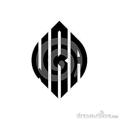 WRA circle letter logo design with circle and ellipse shape. WRA ellipse letters with typographic style. The three initials form a Vector Illustration