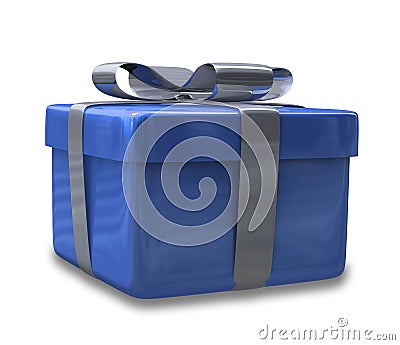 Wrapped blue gift 3D v2 Stock Photo