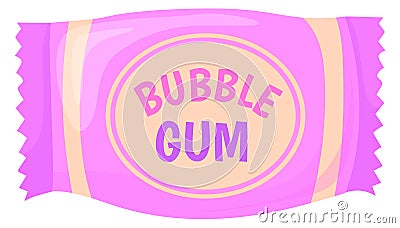 Wrapped bubblegum icon. Cartoon chewy pink candy Vector Illustration