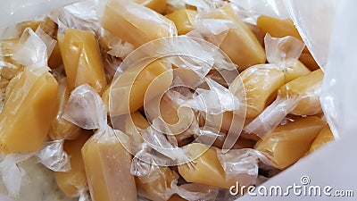 Wrapped candy caramels Stock Photo