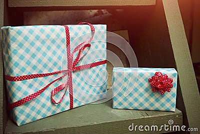 Wrapped gifts and candies Stock Photo