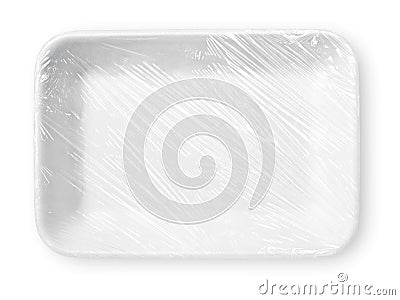 Wrapped white styrofoam food tray Stock Photo