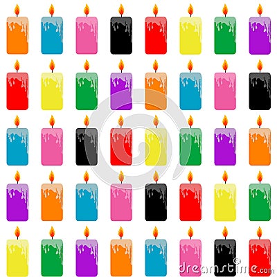 Wrapping paper with rows of colored candles Vector Illustration