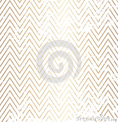 Trendy simple zig zag golden distressed geometric pattern Vector Illustration