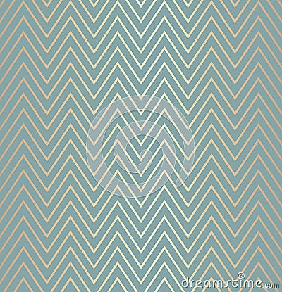 Trendy simple seamless zig zag golden geometric pattern green blue background, vector illustration. Wrapping paper zigzag graphic Vector Illustration