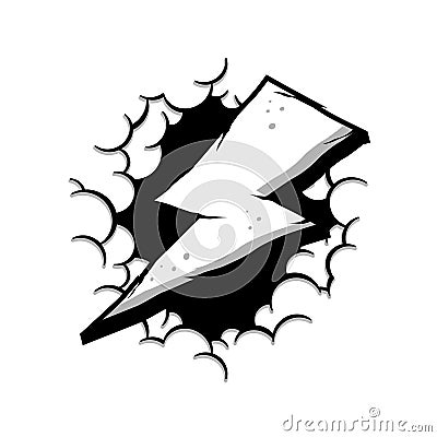 Wrath thunder bolt with cloud theme sign Vector Illustration