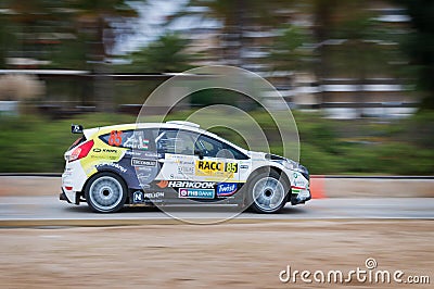 WRC car of the Team Ford Fiesta RS in Salou , Spain Editorial Stock Photo